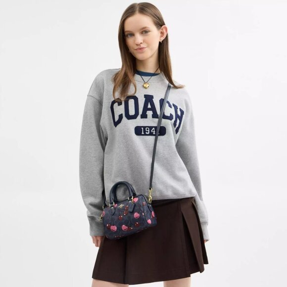 Coach Mini Rowan Crossbody Bag In Signature Canvas With Cherry Print CY741 - Picture 8 of 17
